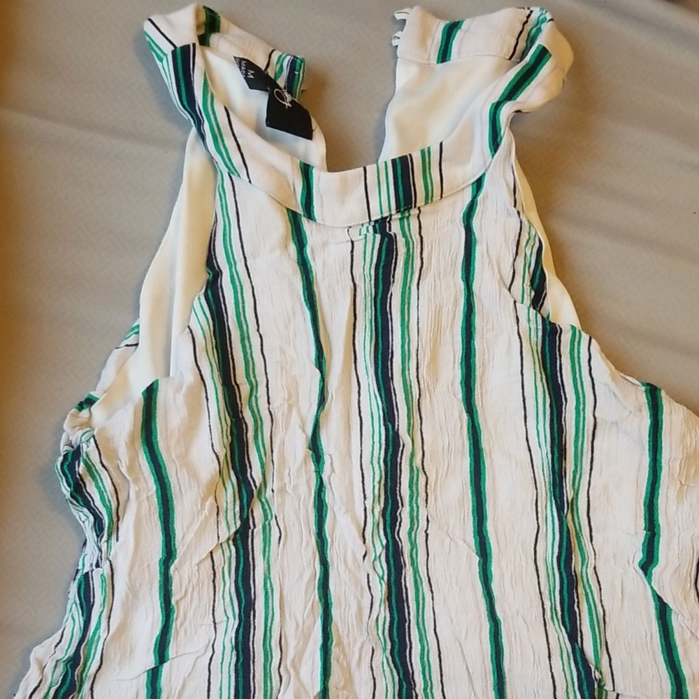 Striped green black and white tank top